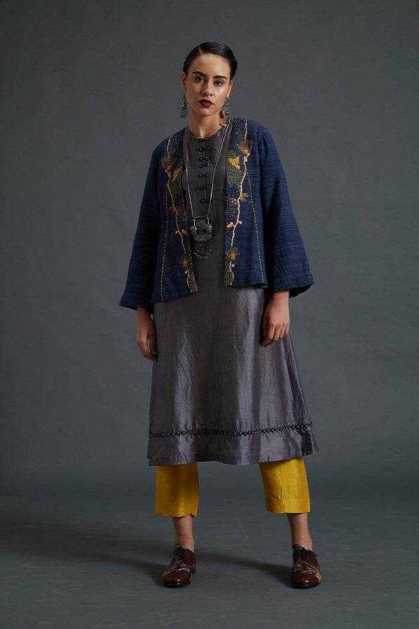 Tusser Silk A Line Jacket