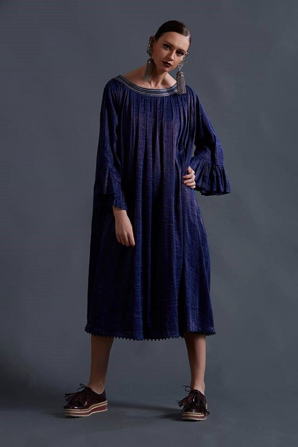TENT DRESS IN LINEN SILK ZARI BLEND