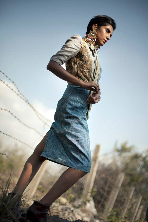 Pure Wool & Linen Structured Dress