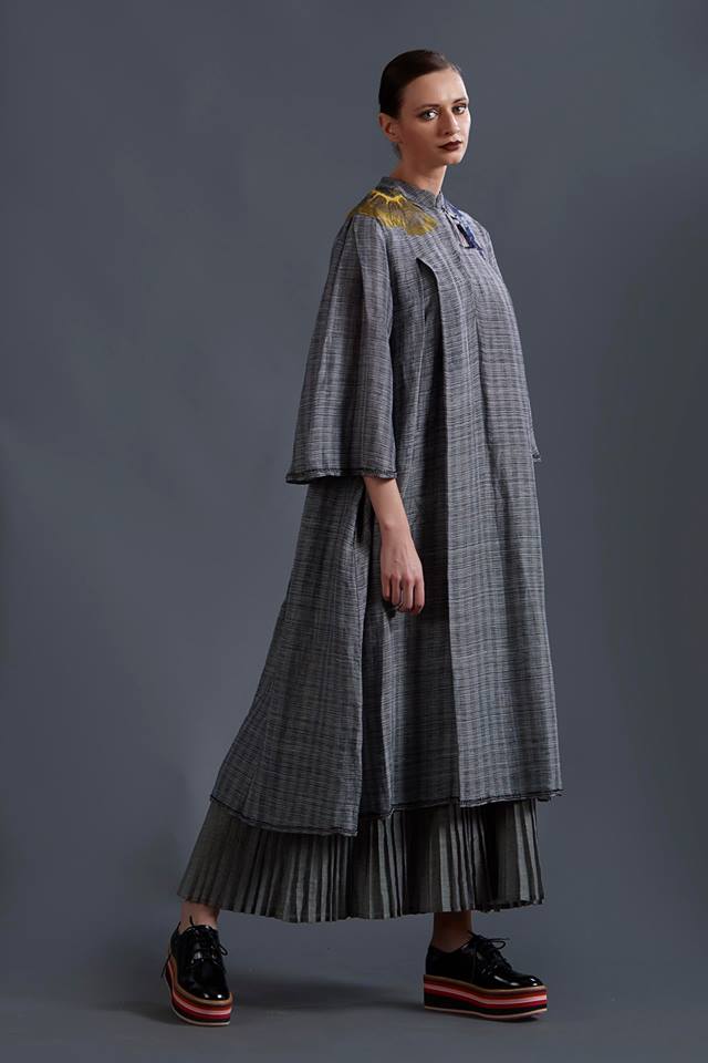GREY SILK LINIEN DRESS