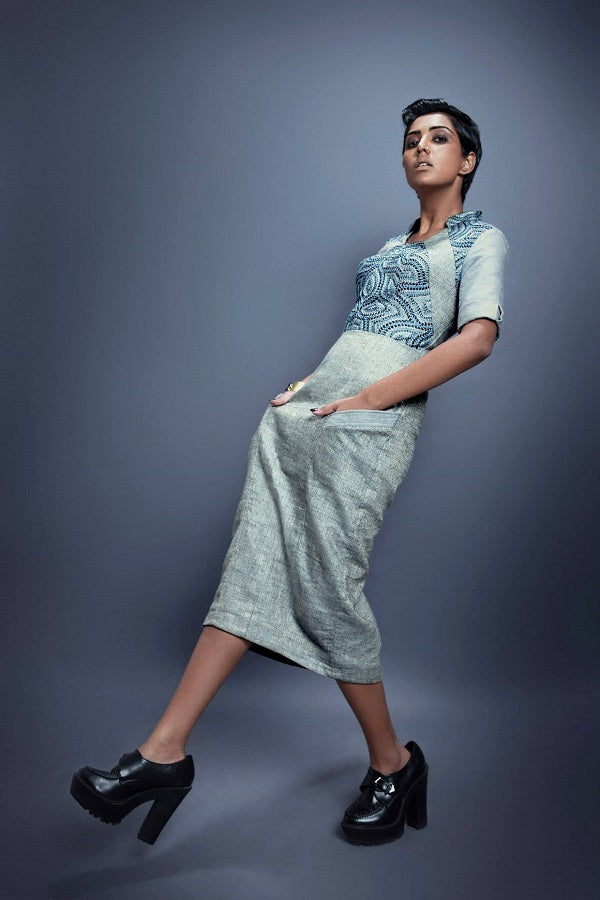 Linen & Silk-blend Pencil Dress