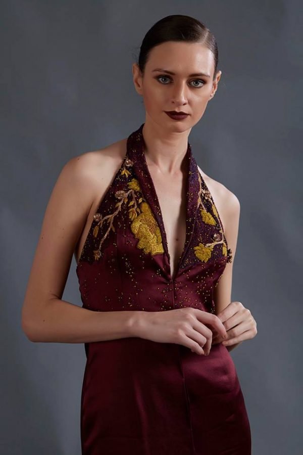 Wine Satin Gown
