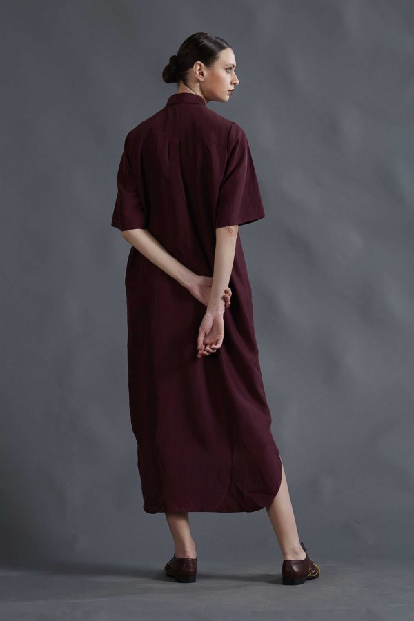 WINE SILK DRESS