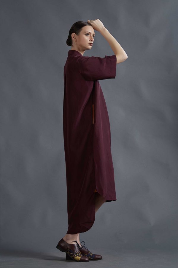 WINE SILK DRESS