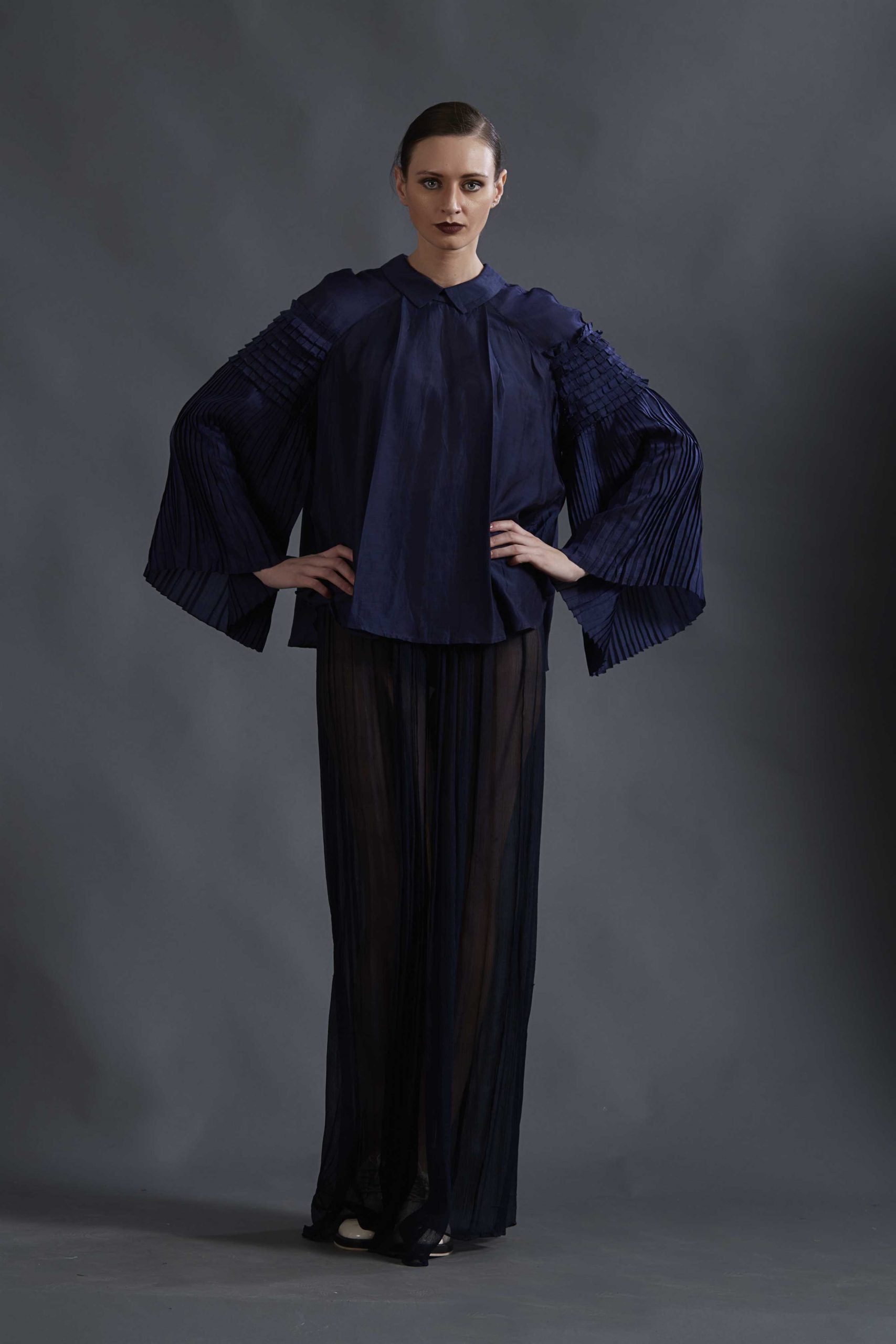 BLUE SILK VOIL TOP