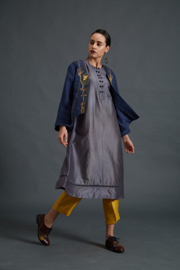 Tusser Silk A Line Jacket