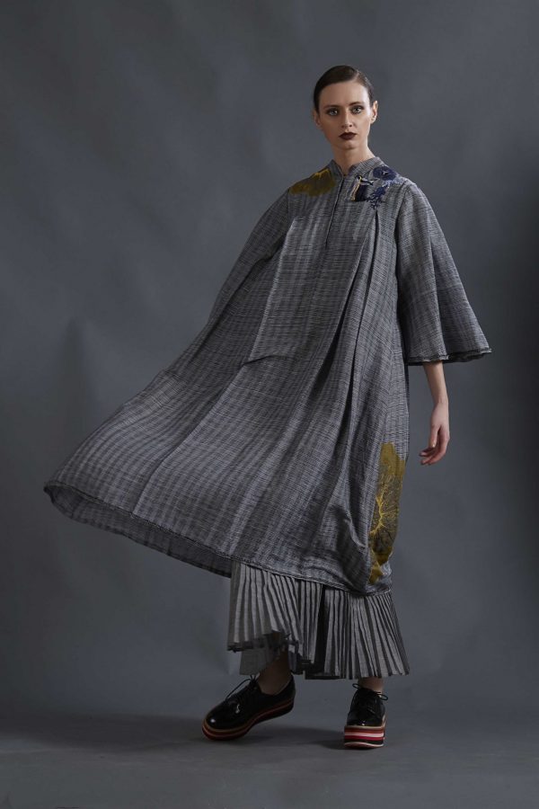GREY SILK LINIEN DRESS