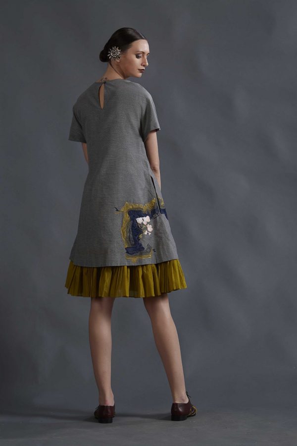GREY CHANDERI DRESS