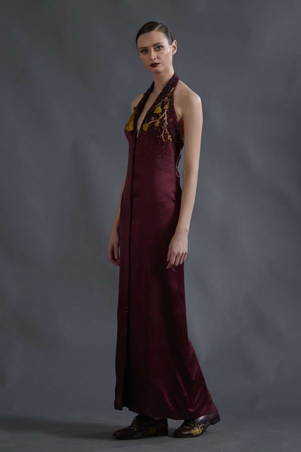 Wine Satin Gown