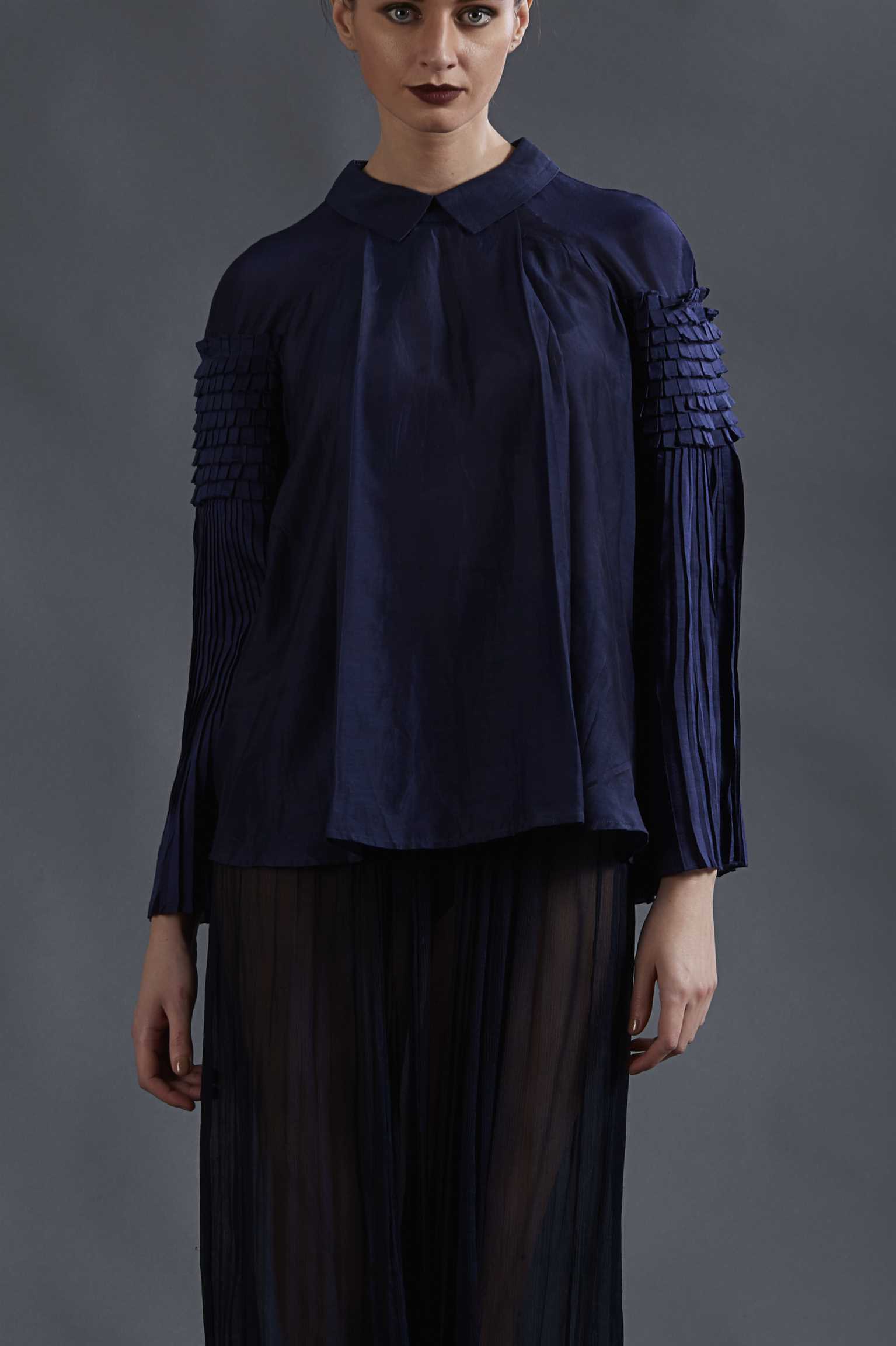 BLUE SILK VOIL TOP