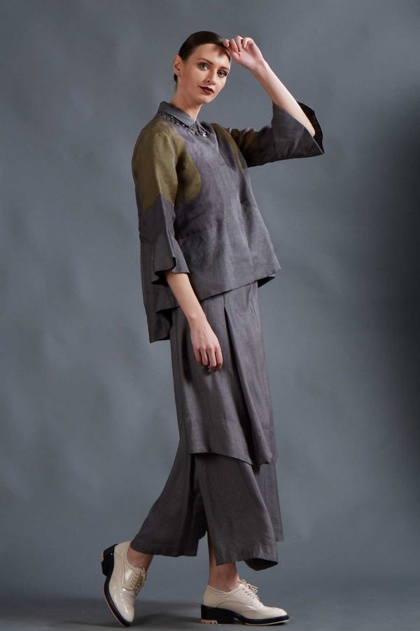 ORGANZA APPLIQUE JACKET WITH SILK DRESS INSIDE