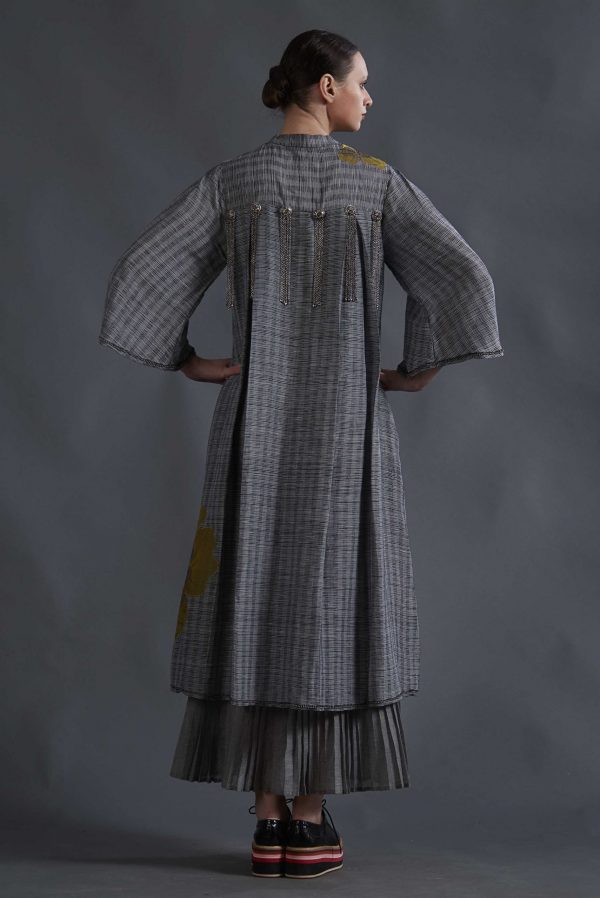 GREY SILK LINIEN DRESS