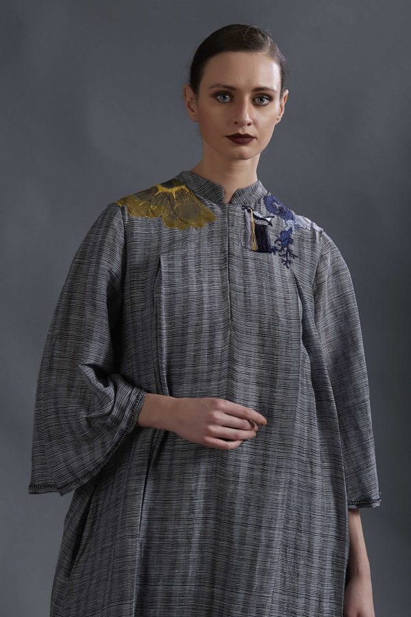 GREY SILK LINIEN DRESS