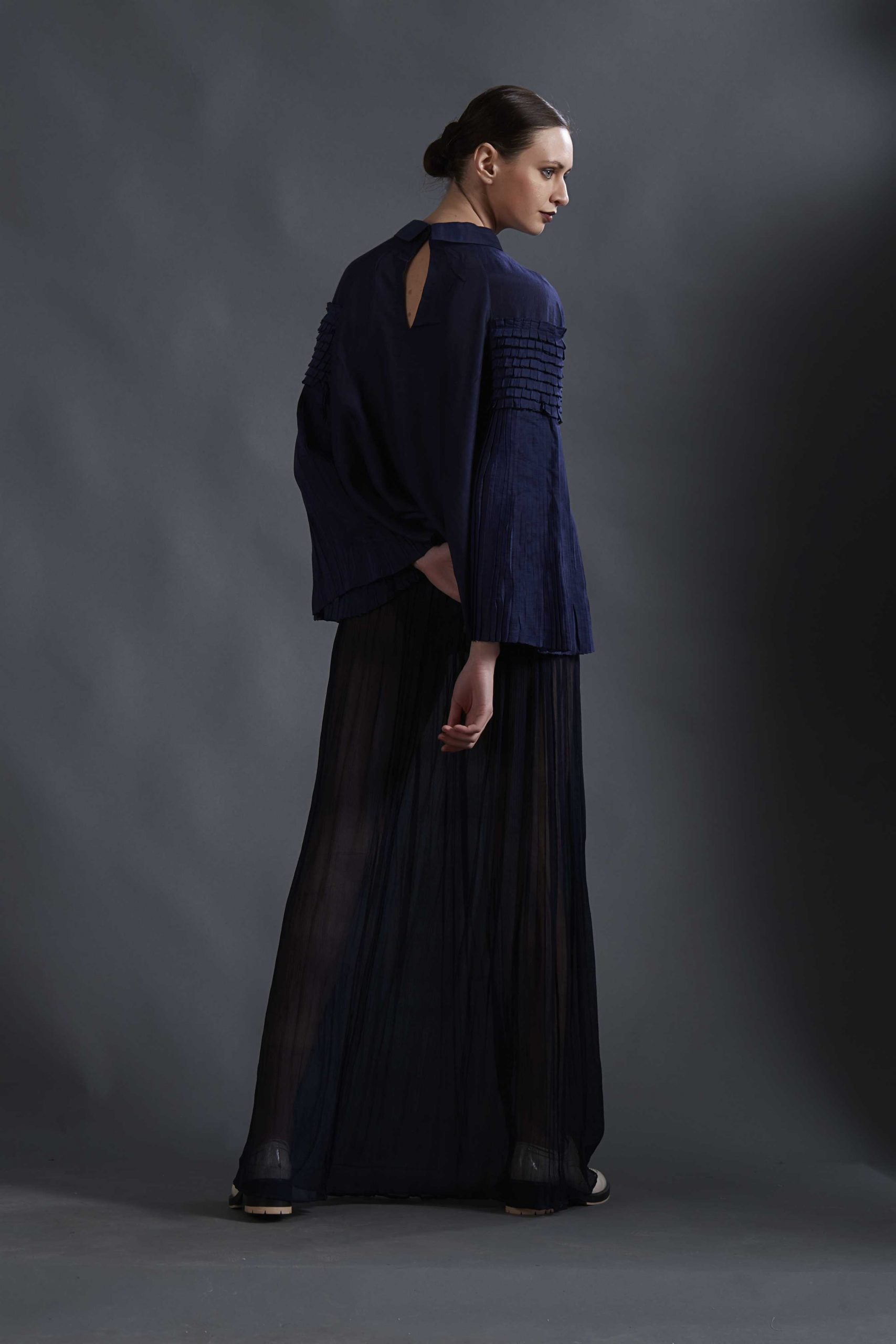 BLUE SILK VOIL TOP