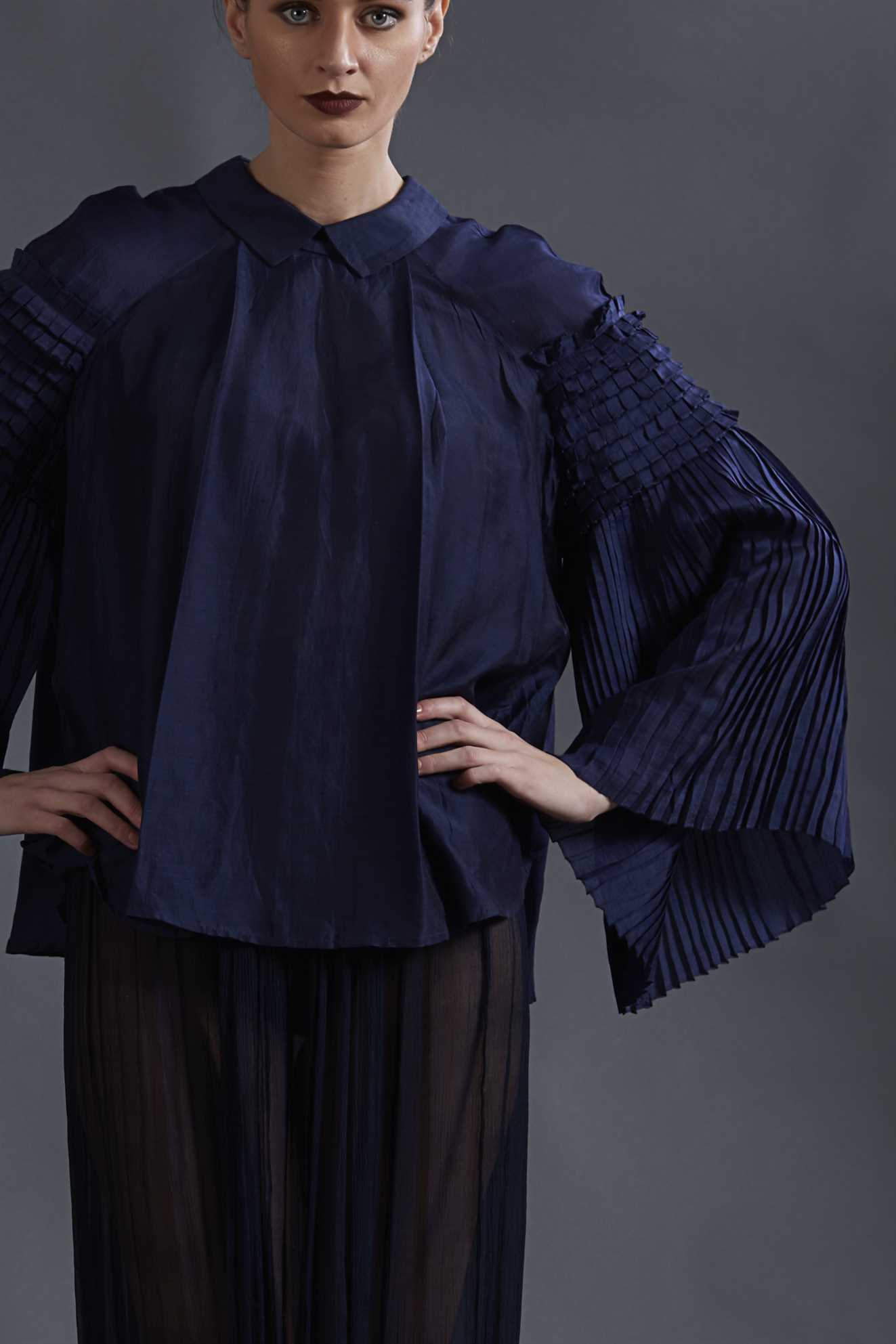 BLUE SILK VOIL TOP