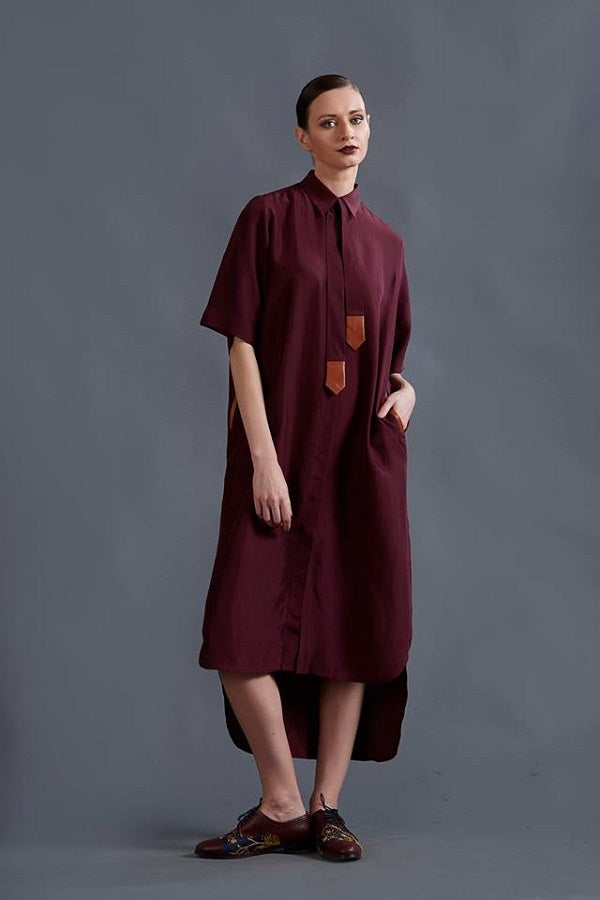 WINE SILK DRESS