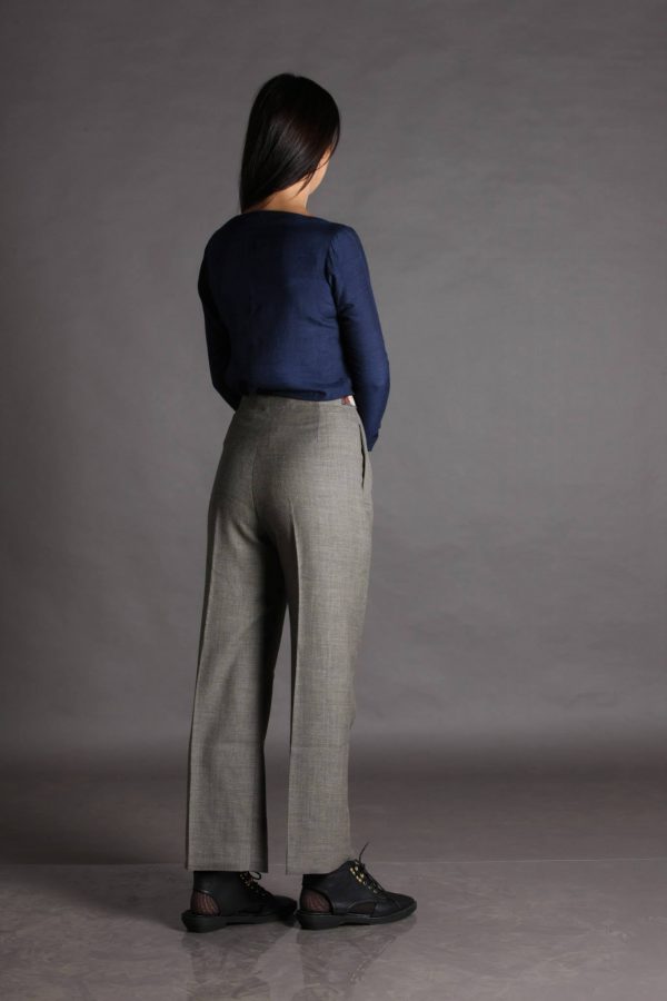Pure Wool High Waisted Pants with Embroidered Belt