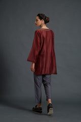 Chanderi Kurti with Embroidered Neck