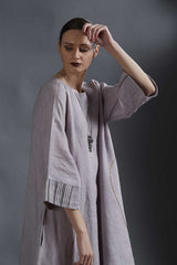 GREY LINEN TUNIC DRESS