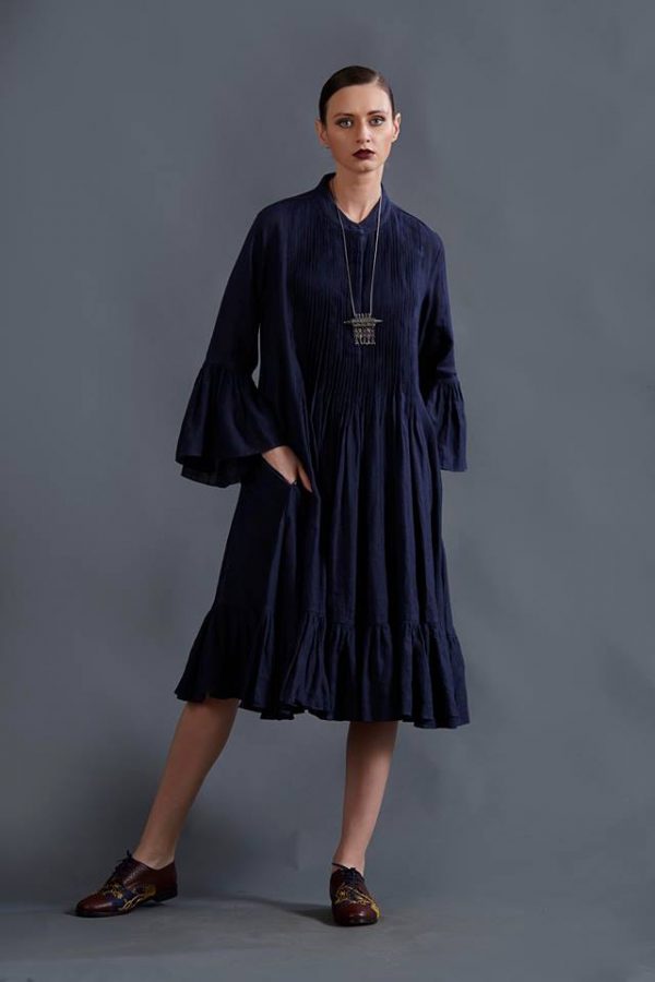 Chinese Collar Trapeze Shift Dress
