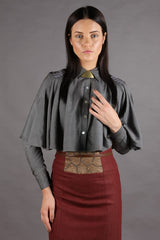 CHARCOAL CAPE SHIRT