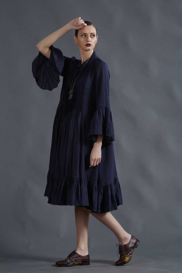 Chinese Collar Trapeze Shift Dress
