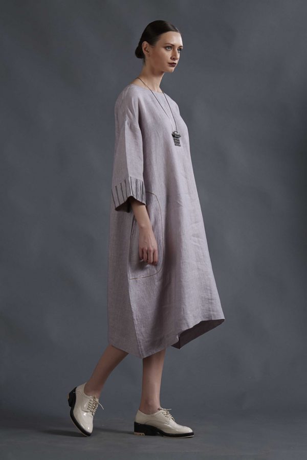 GREY LINEN TUNIC DRESS