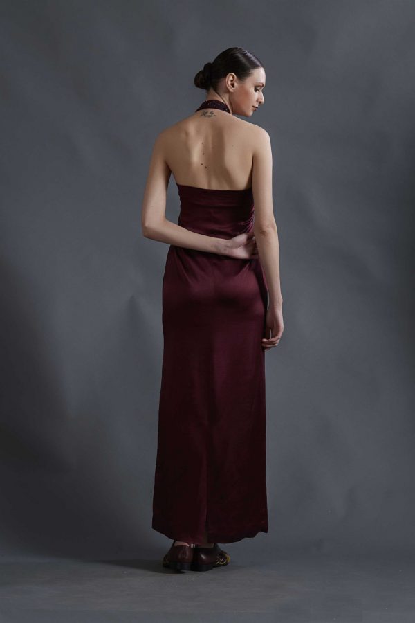 Wine Satin Gown