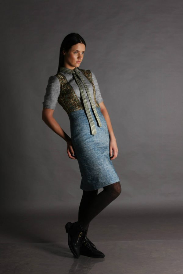 Pure Wool & Linen Structured Dress